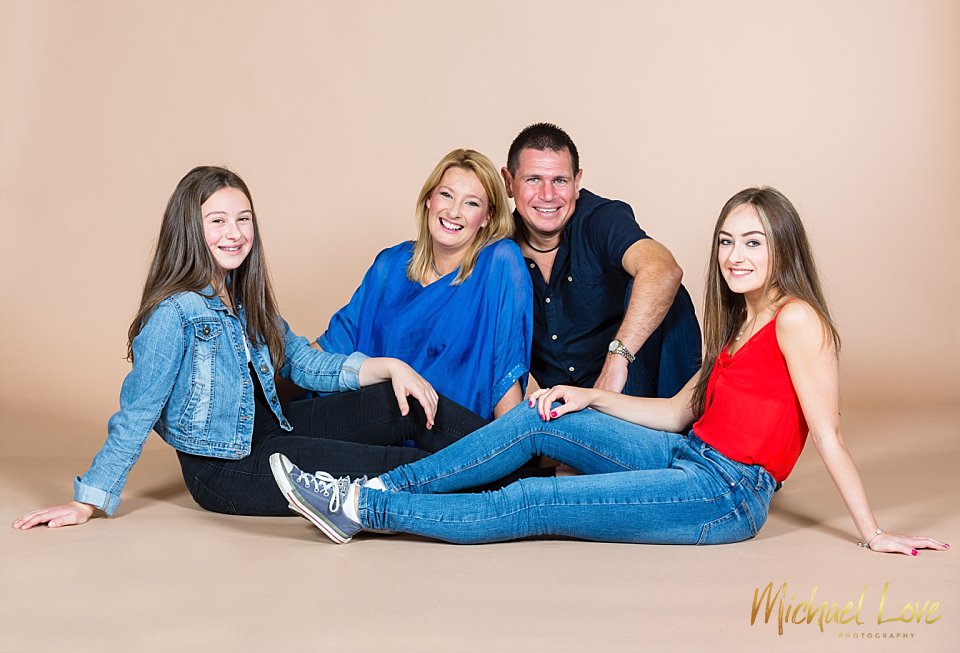 Studio portrait of family of four in Londonderry