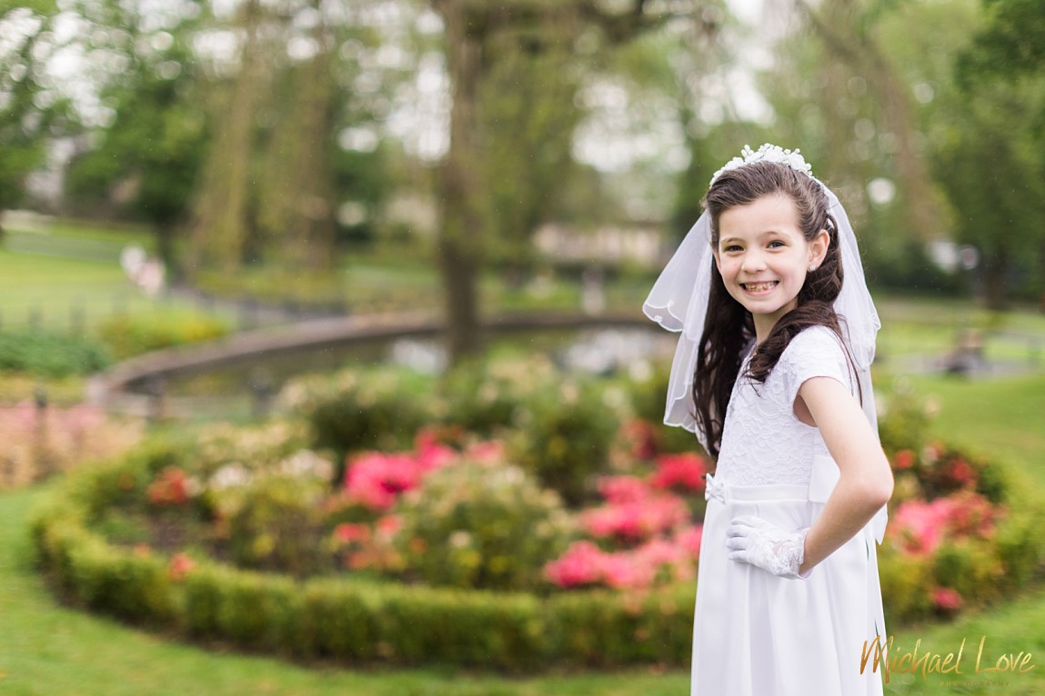 Girl on her Holy Communion in Brooke Park, Derry