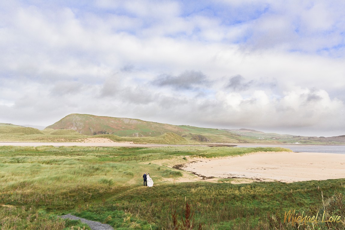 Bridal couple on Ballyliffin Beach, Donegal